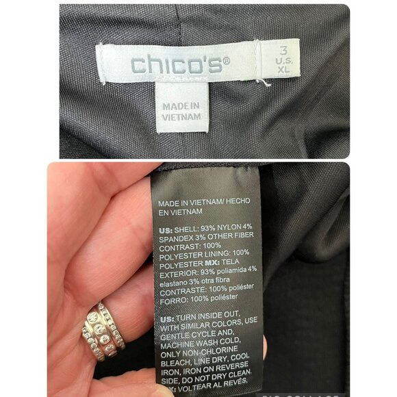 Chico's Black Sequin Midi Party Dress XL (Size 3) Glam Sparkle V-Neck Holiday - Picture 13 of 13